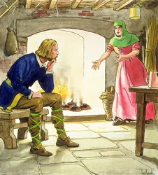 Kong Alfred (849-99) brænder kagerne, fra 
